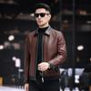 Autumn and Winter New Men's Leather Jackets, Fashionable High-end Crocodile Pattern Lapels, First-layer Cowhide Contrasting Color Jackets