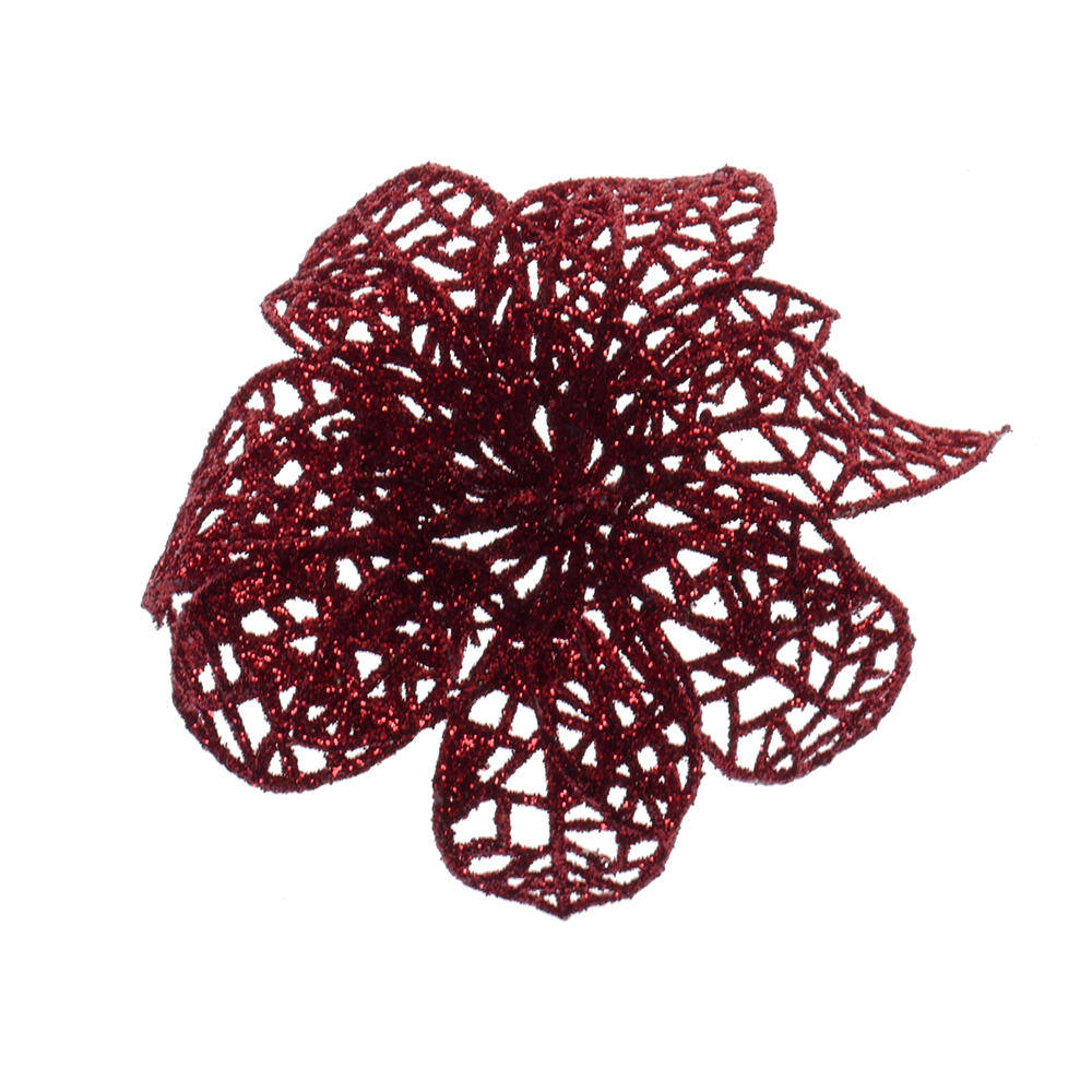 Xmas Tree Decoration Sticky Texture Glitter Fake Flower Christmas Gift 10cm For Home Decoration Garden Decor Christmas Party