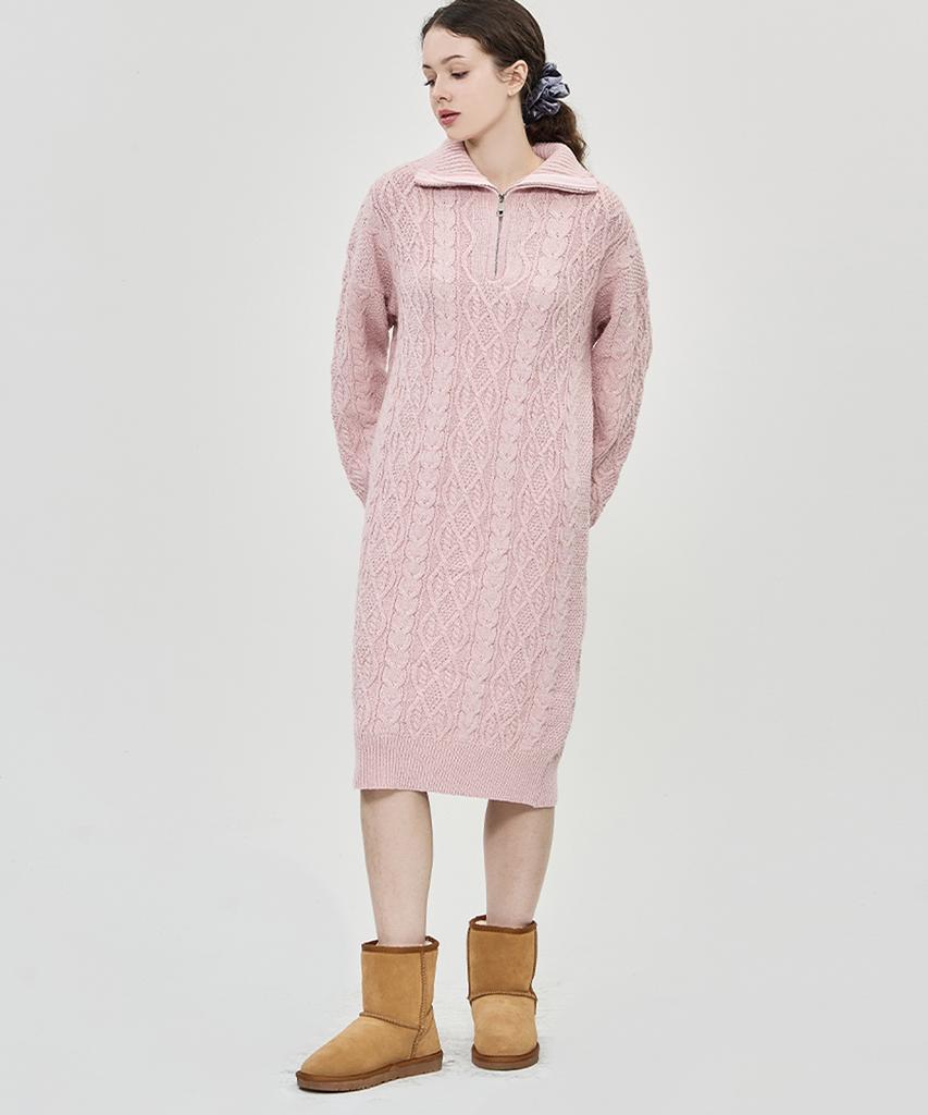 A Bon Oat Half Zip-Up Dress Navy