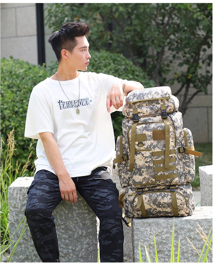 Outdoor 80L Waterproof Camouflage Hiking Backpack - Large Capacity for Travel, Camping, and Sports