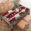 Christmas Polyester Tablecloth Snowman Print Lightweight Stain Resistant Dining Decor Long Table Cover
