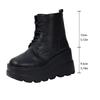 Fashion New Women Pu Leather Ankle Booties Woman Autumn Winter Round Toe Lace-up Shoes Woman Motorcycle Platform Gothic Boots Cosplay 98