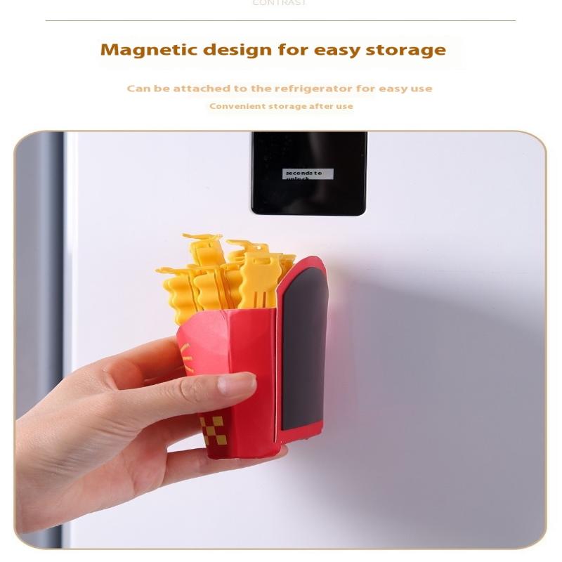 French Fry Style Sealing Clip 12 Magnetic Absorption Box Set Snack Bag Sealing Clip Food Seasoning Sealing Clip