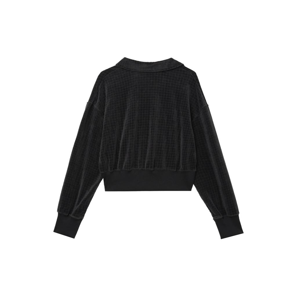 Nike Sportswear Logo Cropped Pullover Sweatshirt Women Tops Black DV7815-010