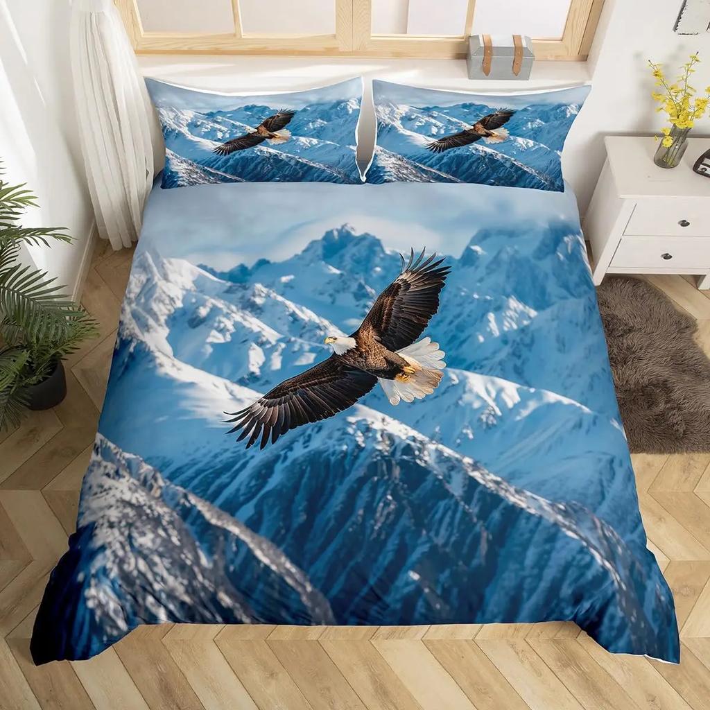 Eagle Duvet Cover Set Queen Size for Adults Animals Pattern Bedding Set Stylish Decorative Bird Comforter Cover
