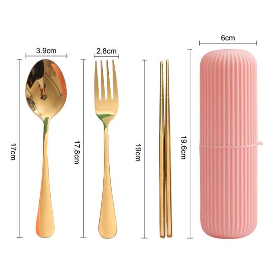 Stainless Steel Outdoor Tableware Storage Case with K Spoon Chopsticks Set
