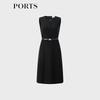PORTS Black Acetate Gold Lurex Midi Dress