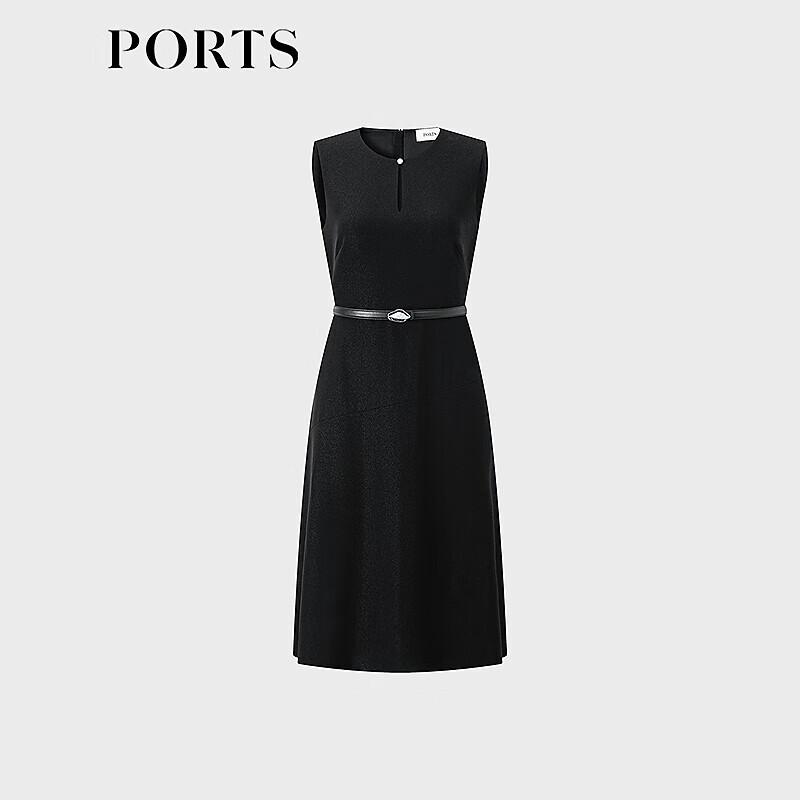 PORTS Black Acetate Gold Lurex Midi Dress