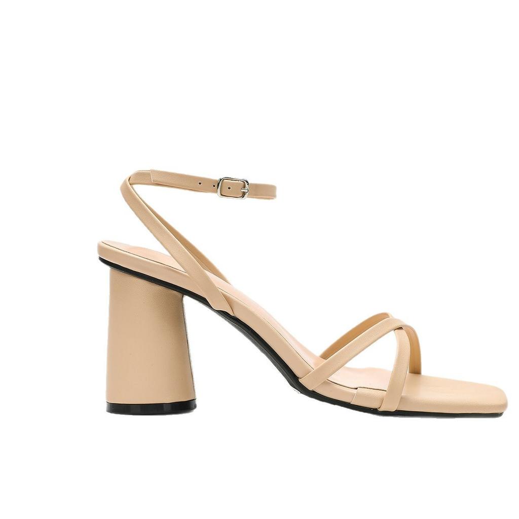 New Thin Strap Summer Cross Bare Strap Outer Wear One-word Strap High-heeled Sandals