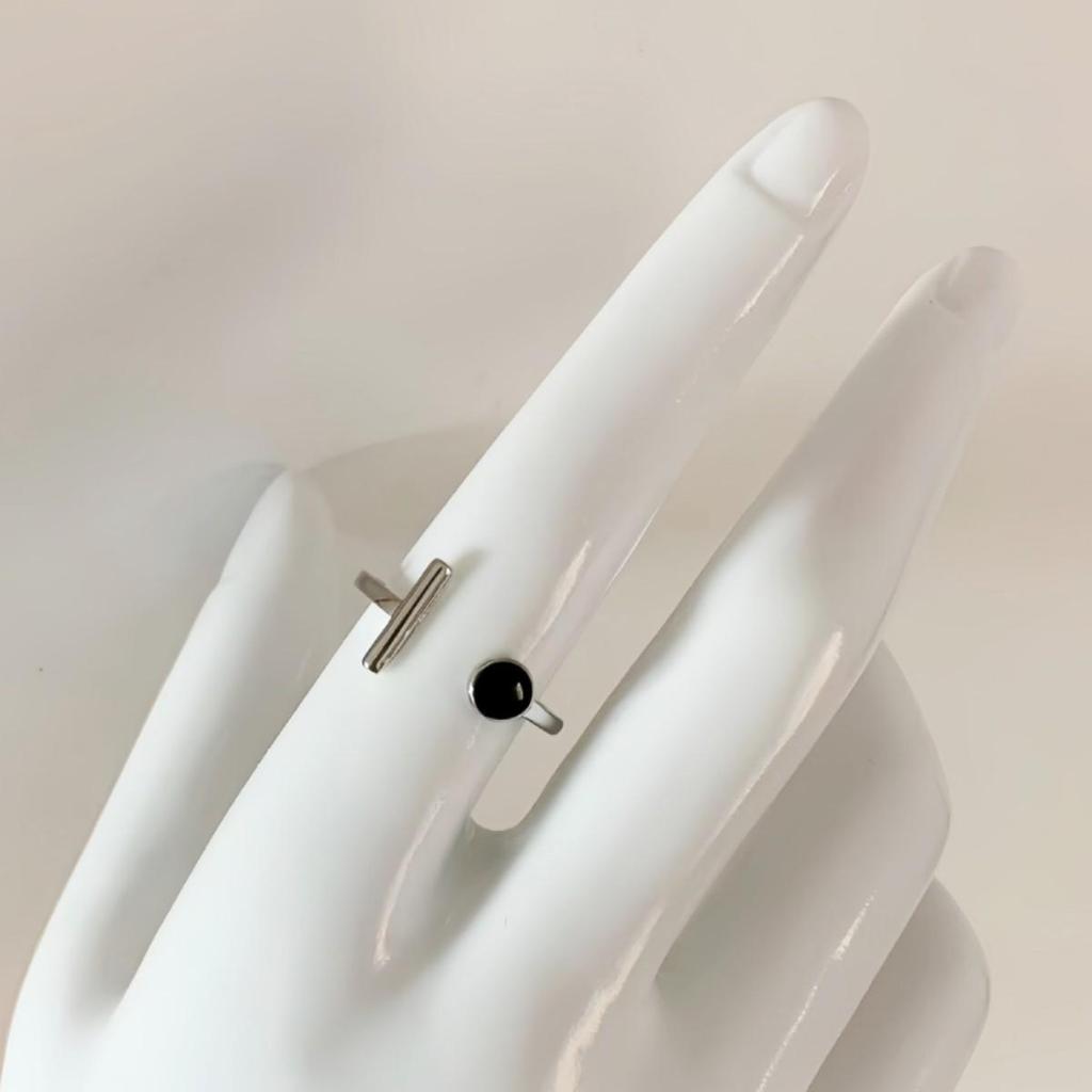 Korean Dark Geometric Drip Glaze Black Ring for Women