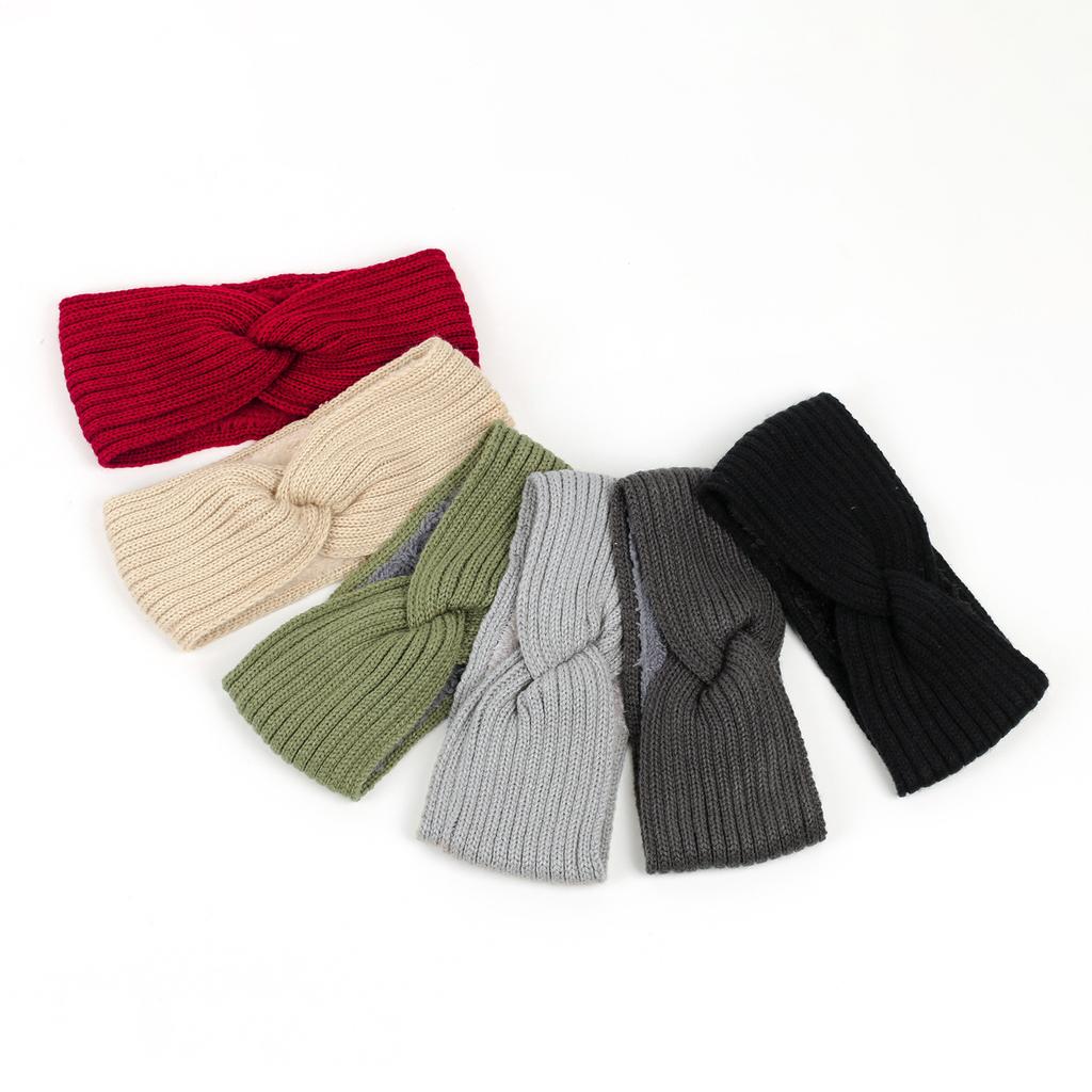 Velvet Autumn and Winter Knitted Hair Accessories, Thick Yarn Headband, Warm and Cold Resistant Sports Headband, Ear Protection Cover, Cross Headband