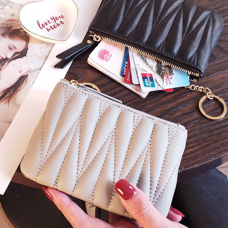 Women's Genuine Leather Mini Wallet with Zipper - 2025 Style