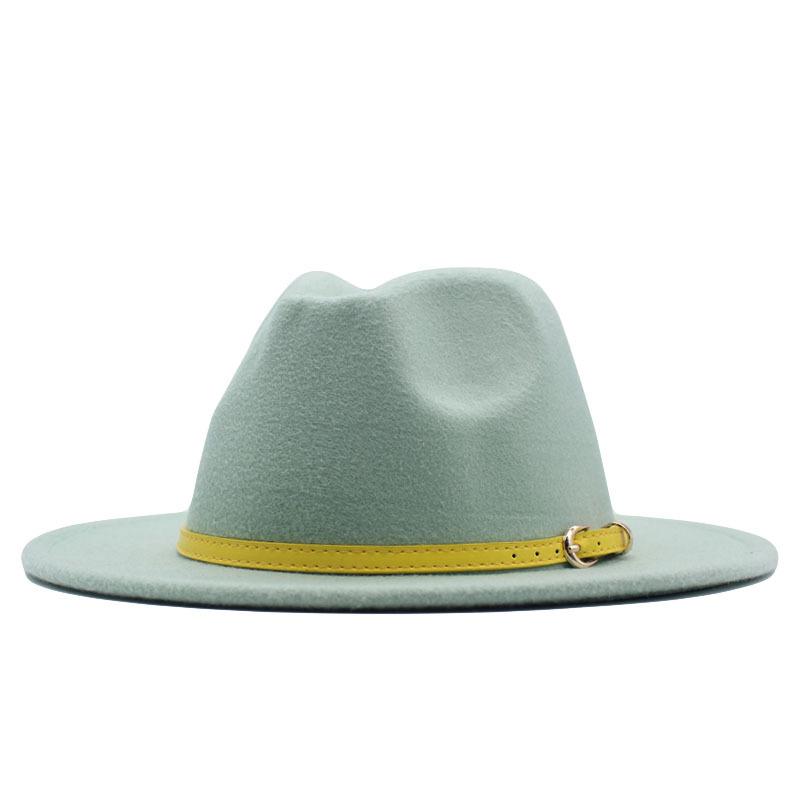European and American style spring and autumn winter imitation felt big brim hat British retro woolen top hat men's and women's travel Panama jazz hat
