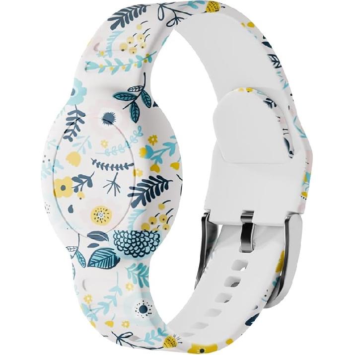 for AirTag Bracelet for Kids, Waterproof Cute Print for Air tag Holder for Kids with Soft Silicone Full Coverage Anti-Lost Hidden for Airtag