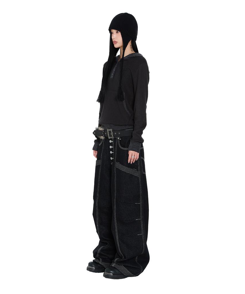 AAKAM Knitted Earflap Beanie (Black)