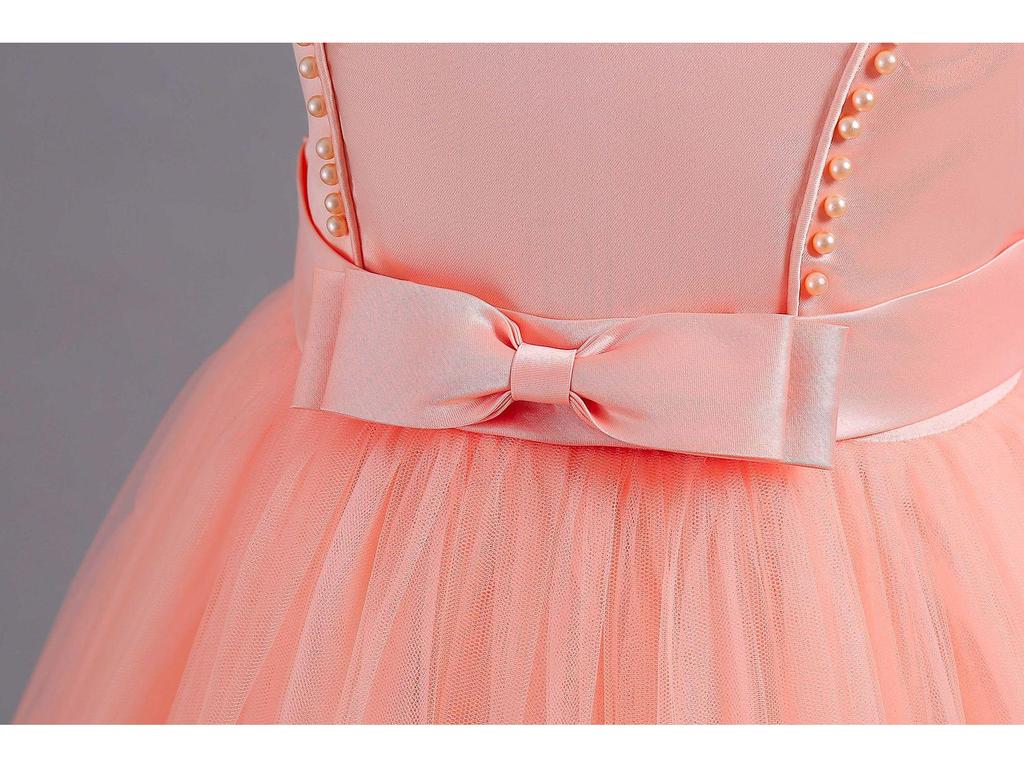 Girls' Embroidered Long Princess Dress - Puffy Wedding, Performance, Catwalk, and Evening Gown