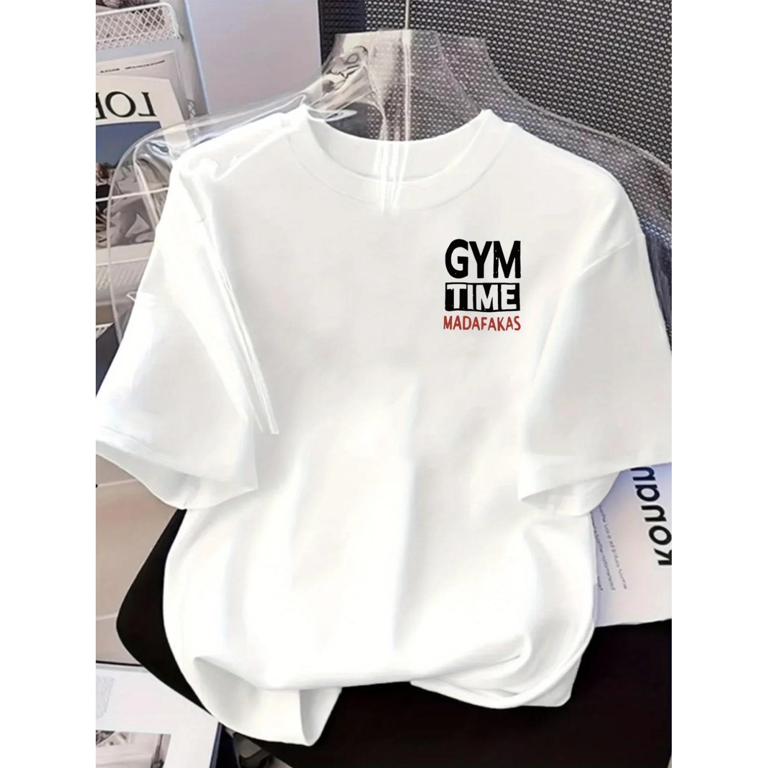

Gym Time Cotton TShirt Casual Streetwear Modern Fit Muscle White Fit For Men S чёрный