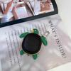 Genuine Leather Mini Earphone Pouch Turtle Keychain Coin Purse Daily Use Unisex Street Style