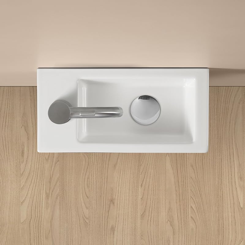 JOMOWN Hand Wash Basin Wall Mount Hand Wash Bowl Mini Type Floor Drain Hand Wash Basin Compact Small Wash Bowl Wall Mounted Wash Basin Ceramic Hand