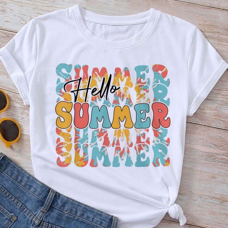 Nowy Damski T-Shirt Modne Bluzki Lato Koszulki z Nadrukiem Damskie Krótki Rękaw Casualowe T-Shirty Pani Dziewczyny Streetwear