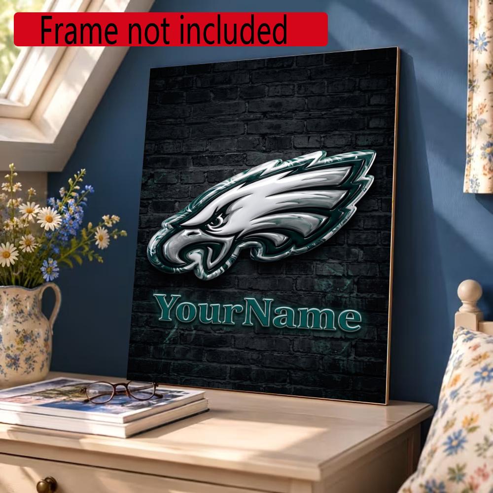 Philadelphia Eagles Customize Your Name Diamond Painting Round Diamond Diy Frameless Holiday Artwork Suitable For Home Office Wall Decoration