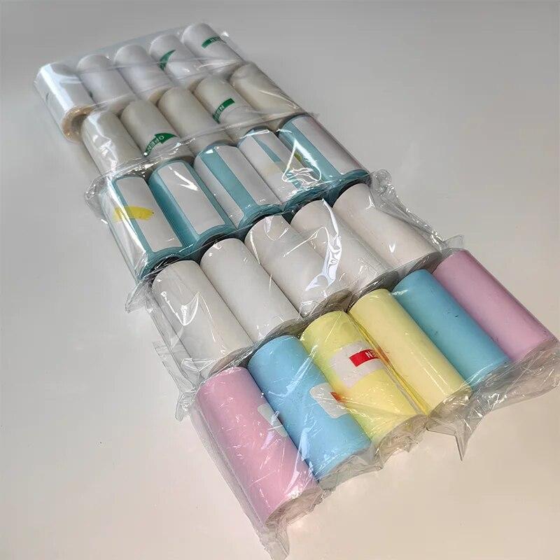 57mm Width Thermal Papers for HD Mini Printer White Adhesive Semi Transparent Blue Pink Orange Colors Roll Sticky Paper Supplies