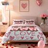 3-teiliges Valentinstags Romantische Liebe Rosa Dackel Aufdruck Chipless Steppdecken-Set Mehrere Größen Schlafzimmer Bettwäsche Festival Dekoration