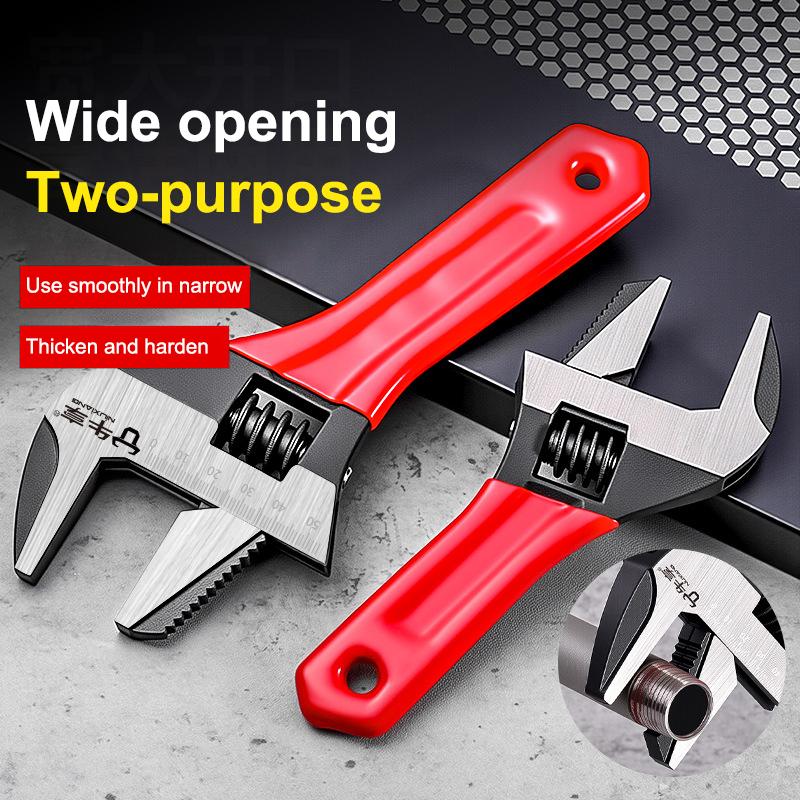 1 Pcs 6/8" Short Handle Adjustable Wrench Oversized Open Bathroom Wrench Mini Small Board Large-Diameter Adjustable Short Handle