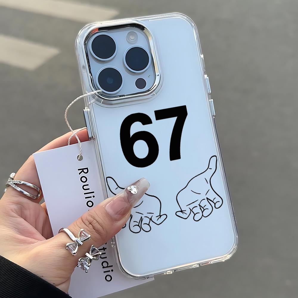 Luxury Six Seven 67 Hot Phone Case For Samsung Galaxy S25 S24 S23 S22 S21 S20 Note20 FE Ultra Edge Plus 4G 5G Transparent Cover