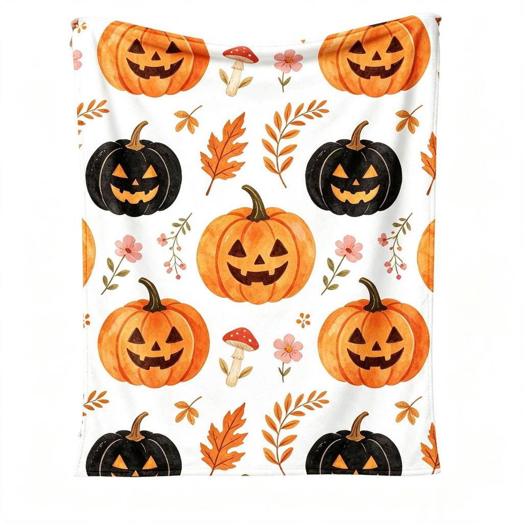 Halloween Flannel Blanket for Bed and Couch - Soft Cozy Lightweight Throw