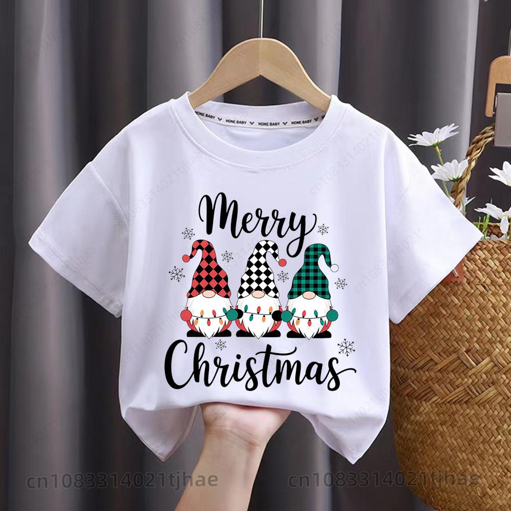 Merry Christmas Moose Graphics Kids Tshirts for Babys Santa Claus Christmas Party T-Shirt for Boys T Shirts for Girl Tops Tees