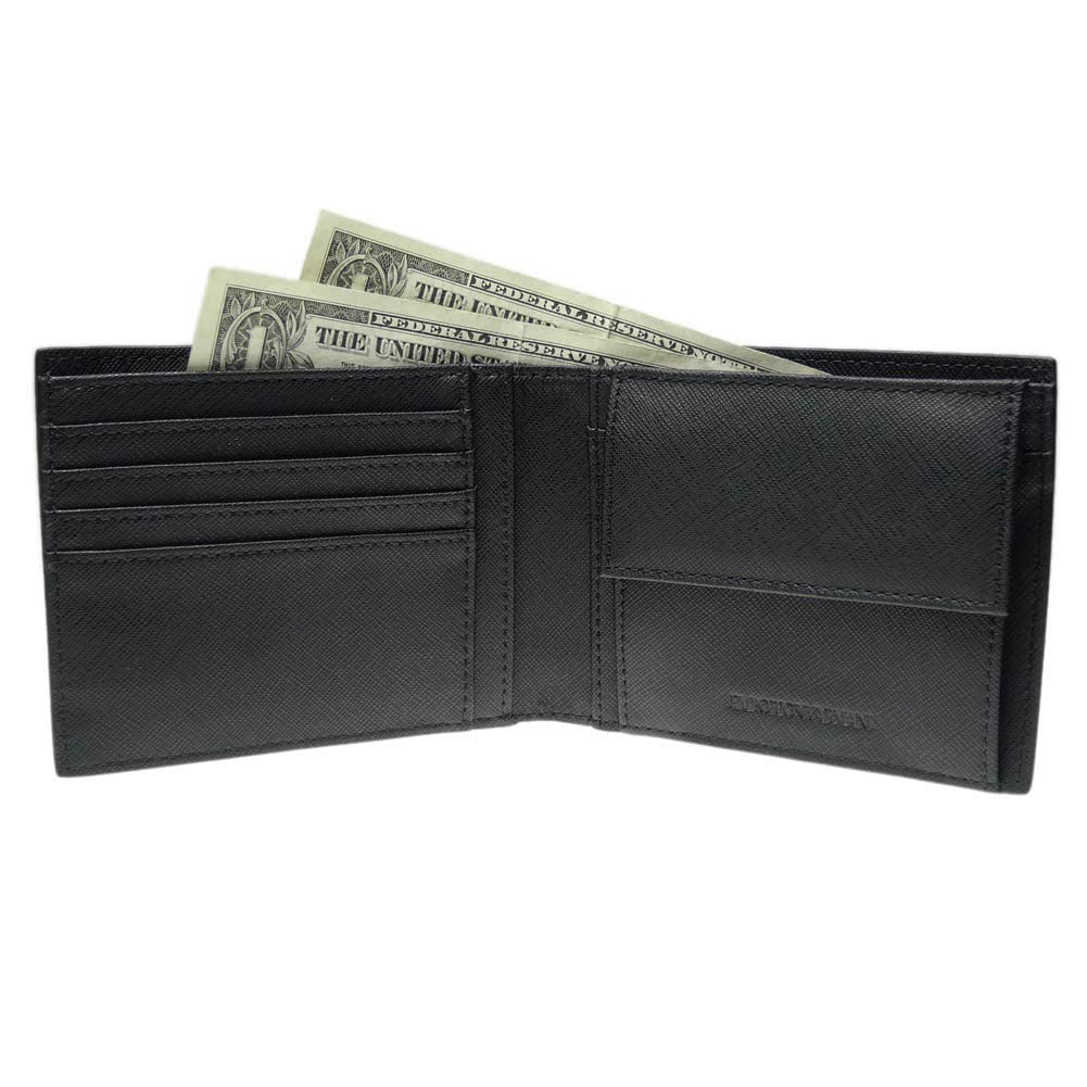 Emporio Armani Bonded Leather Y4R165 Y019V 81072 Men's Bi-fold Wallet, Black, [Used]