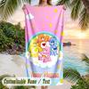 Care Bears Beach Towel, Personalized Custom Text, Quick Dry Soft Large Towel For Swimming Pool Travel