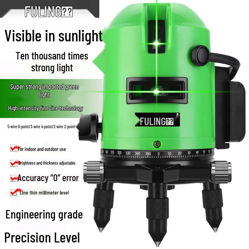 Nível Laser Infravermelho de Luz Verde para Exterior de Alta Precisão com 2-Linhas-5-Linhas