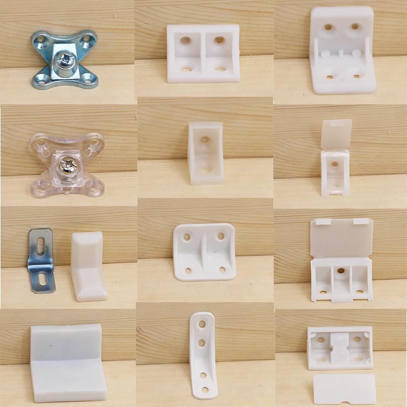 Thickened White Nylon Corner Bracket, L-Shaped 90 Degree, Triangular with Cover for Furniture Cabinet Connector