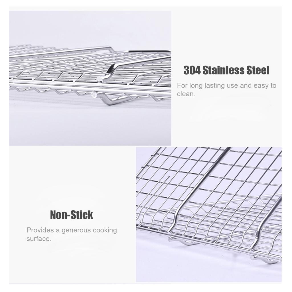 Grilling Basket Non-Stick Barbecue Basket Heavy Duty BBQ Tools Grill Basket for Meats Fish Vegetables Steak