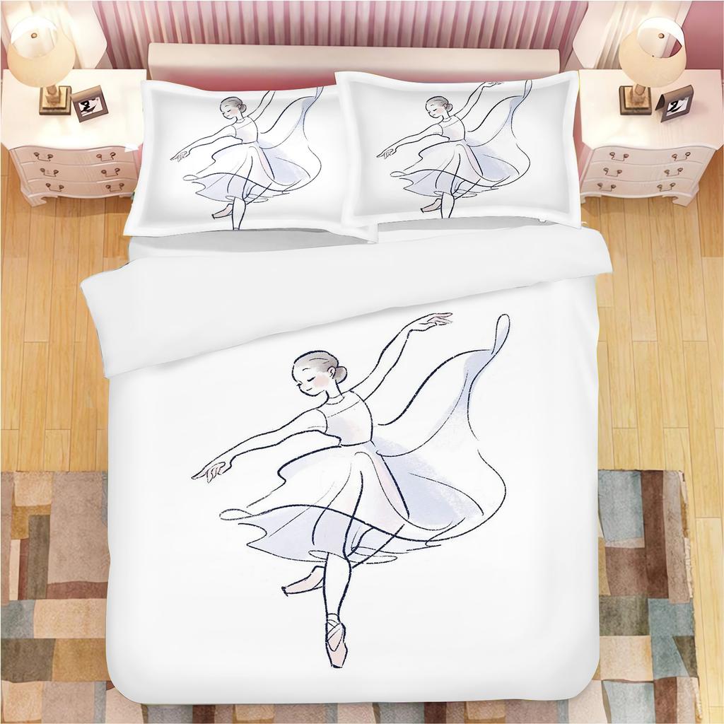 2/3-Pcs Ballet Girl Printed Down Duvet Cover, Various Sizes Of Bedding Decoration, Soft And Machine Washable
