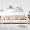 Cream Sofa with Cushions 250 x 77 x 76 cm Fabric