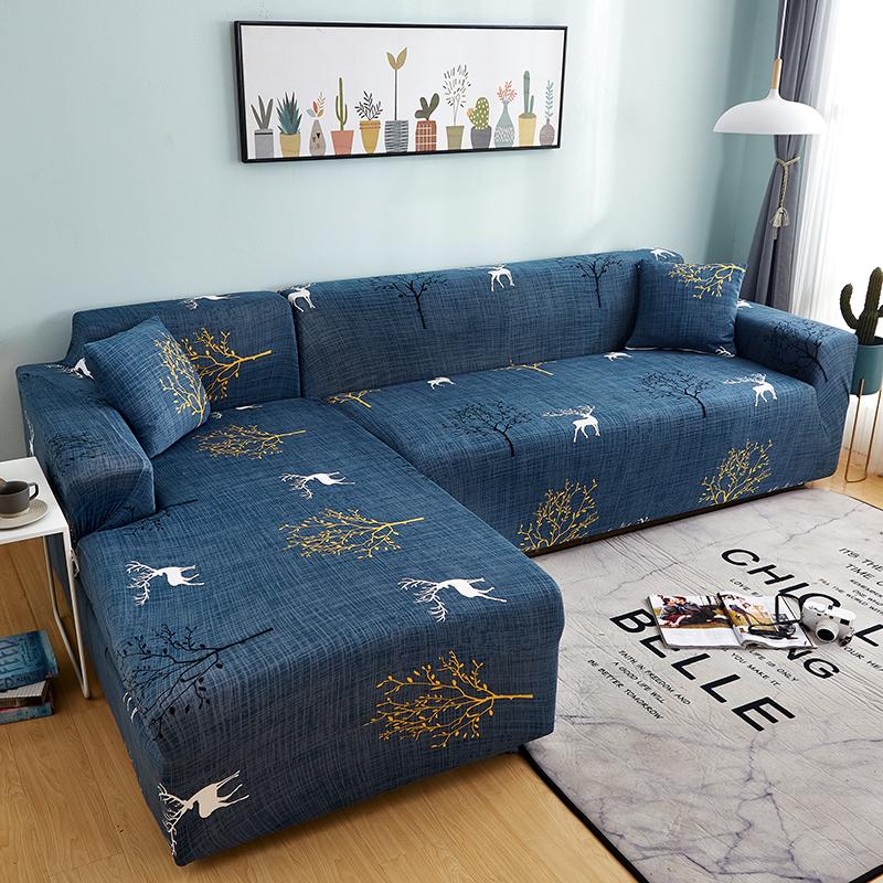 Leaves Elastic Corner Adjustable Sofa Cover 2 3 4 Seater Chaise Longue Sofa Decorative L Shape Protection Cover