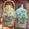 Water Bottle Internet Celebrity Large Capacity Big Belly Cup Girls Children Straw Cup Cute Sticker Hand Strap Plastic Cup