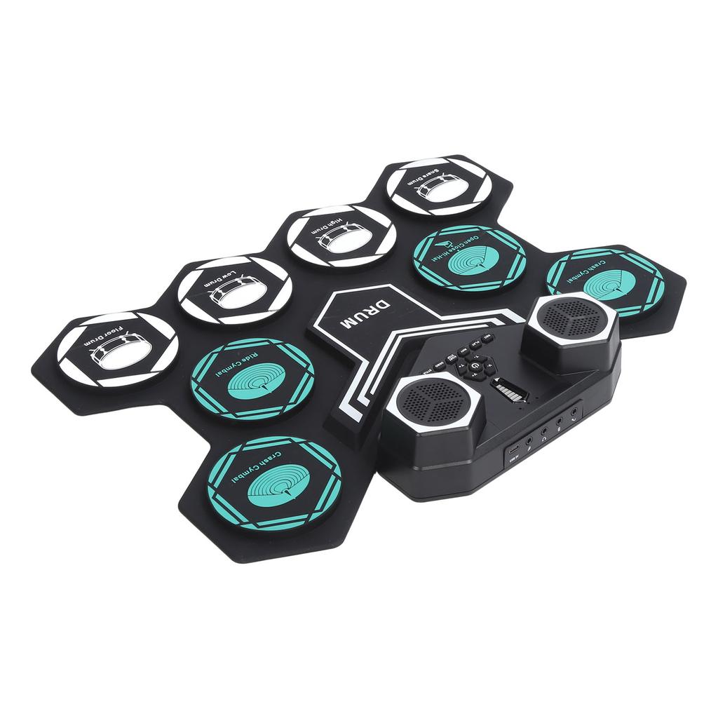 Electronic Drum Set Simulation Sound USB Rechargeable Silicone Roll Up Drum Practice Pad with Foot
