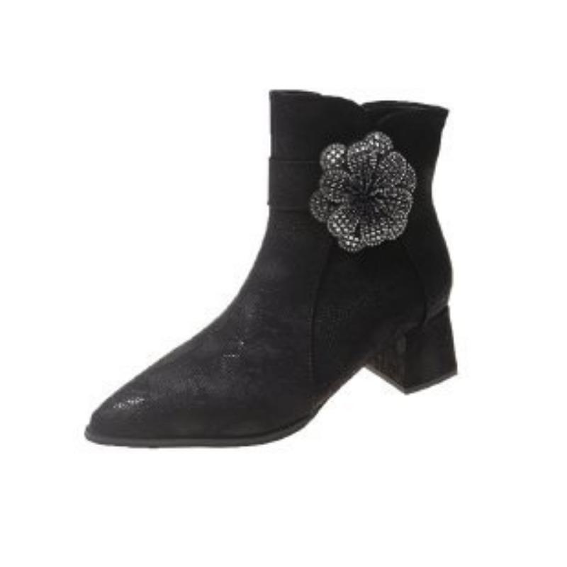 New autumn and winter Martin boots women's pointed women's leather boots high-heeled Martin boots thick-heeled large-size women's shoes
