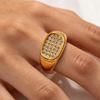 18K Gold-Plated Vintage Rhinestone Signet Ring - Minimalist, Stylish, Versatile Everyday Accessory