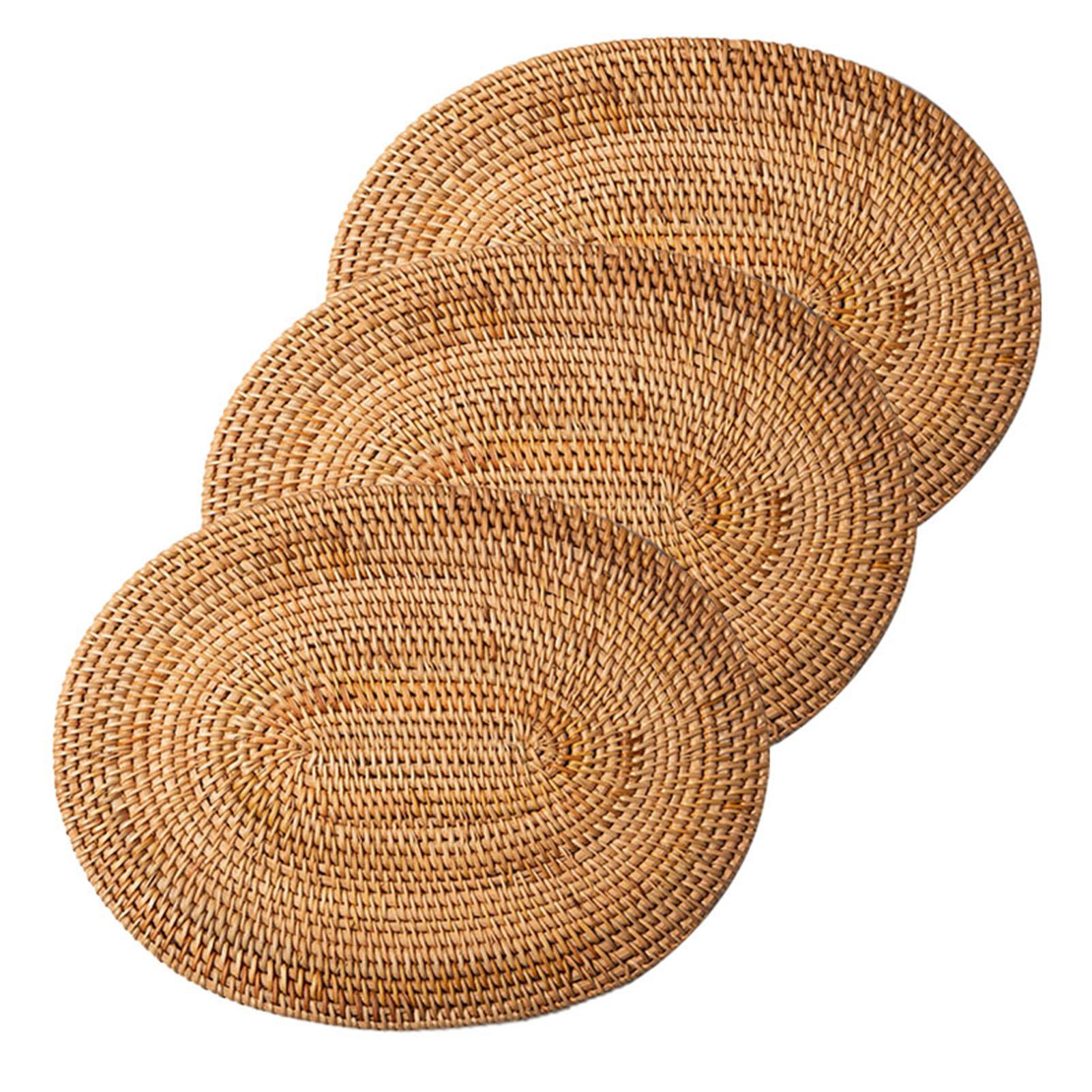 

3 шт. Модный ручной работы из ротанга, коврик для чая, термостойкий, моющийся, портативный, подставка под чашку для кухни, обеденного стола 8cm
