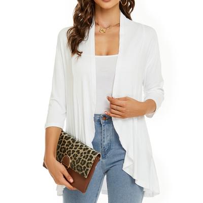 Fashion Spring Summer Cardigan Women Jacket Solid Color Short Sleeve Ruffle Edge Loose Office Top Ladies Elegant Casual Simple Women's Clothing
