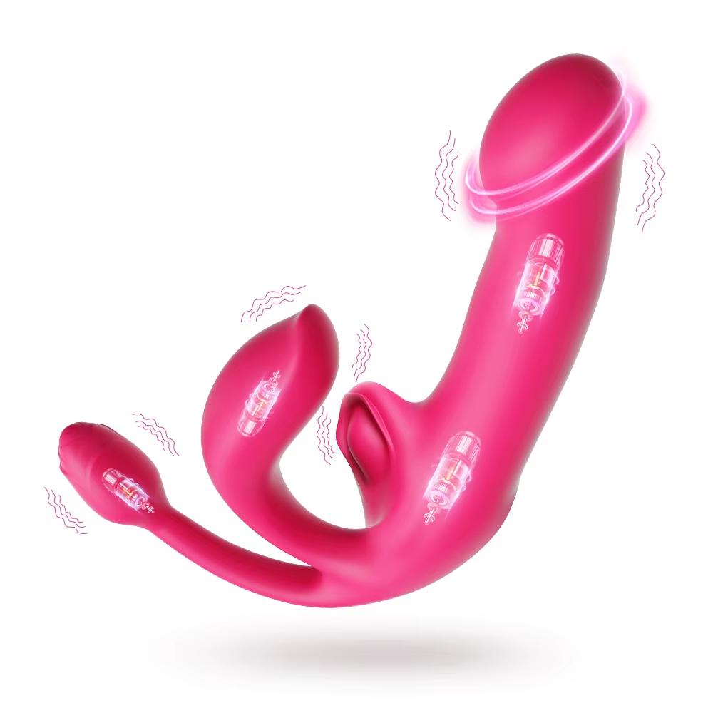 Vibrator reglabil cu cap dublu, jucărie strap-on, 10 moduri de vibrație, stimulare vaginală a punctului G, jucărie sexuală pentru cuplu lesbian