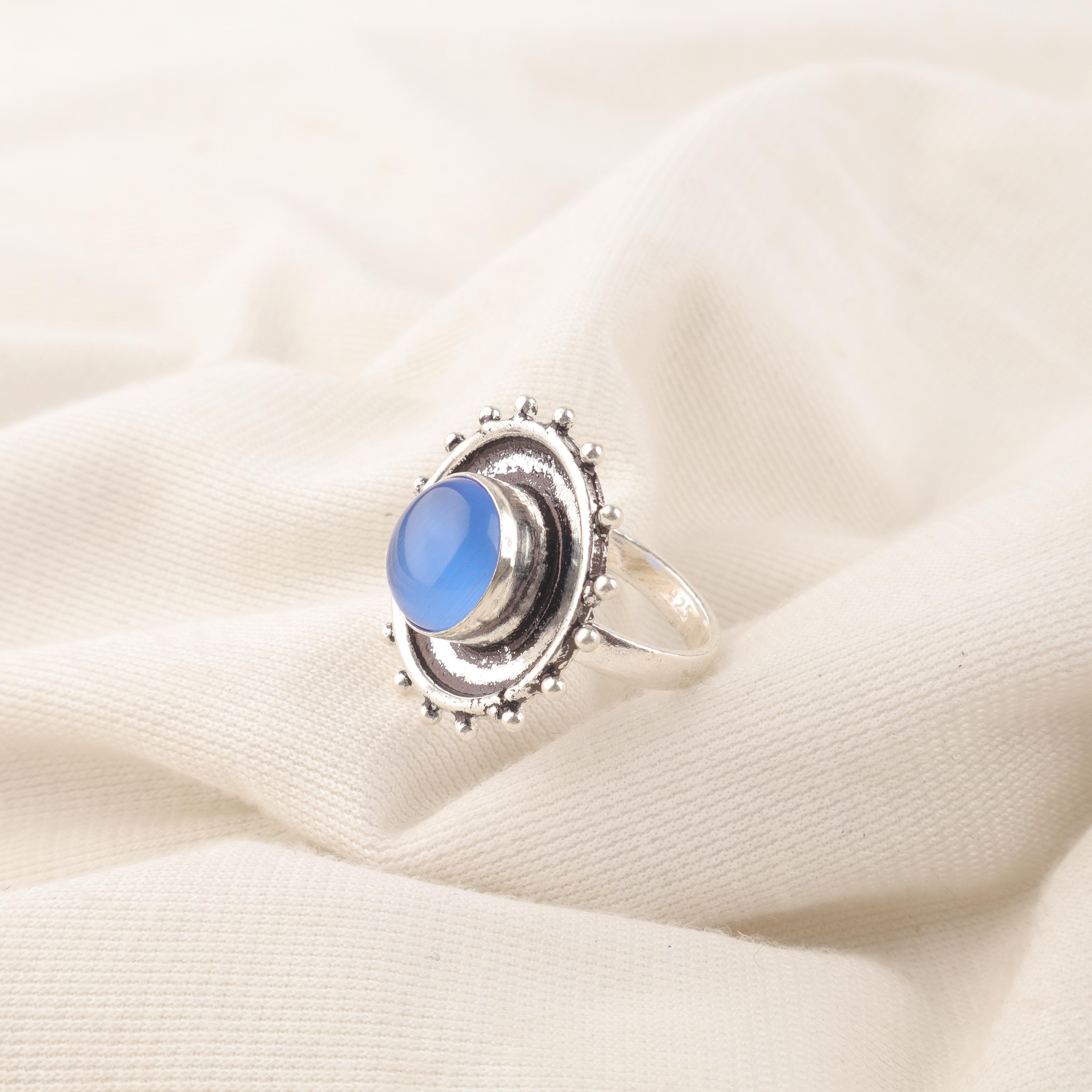 

Кольцо с камнем «кошачий глаз» темно-синего цвета, Ювелирное изделие из стерлингового серебра 925 пробы, Дизайнерское кольцо ручной работы, Подарок для сестры 12 синий