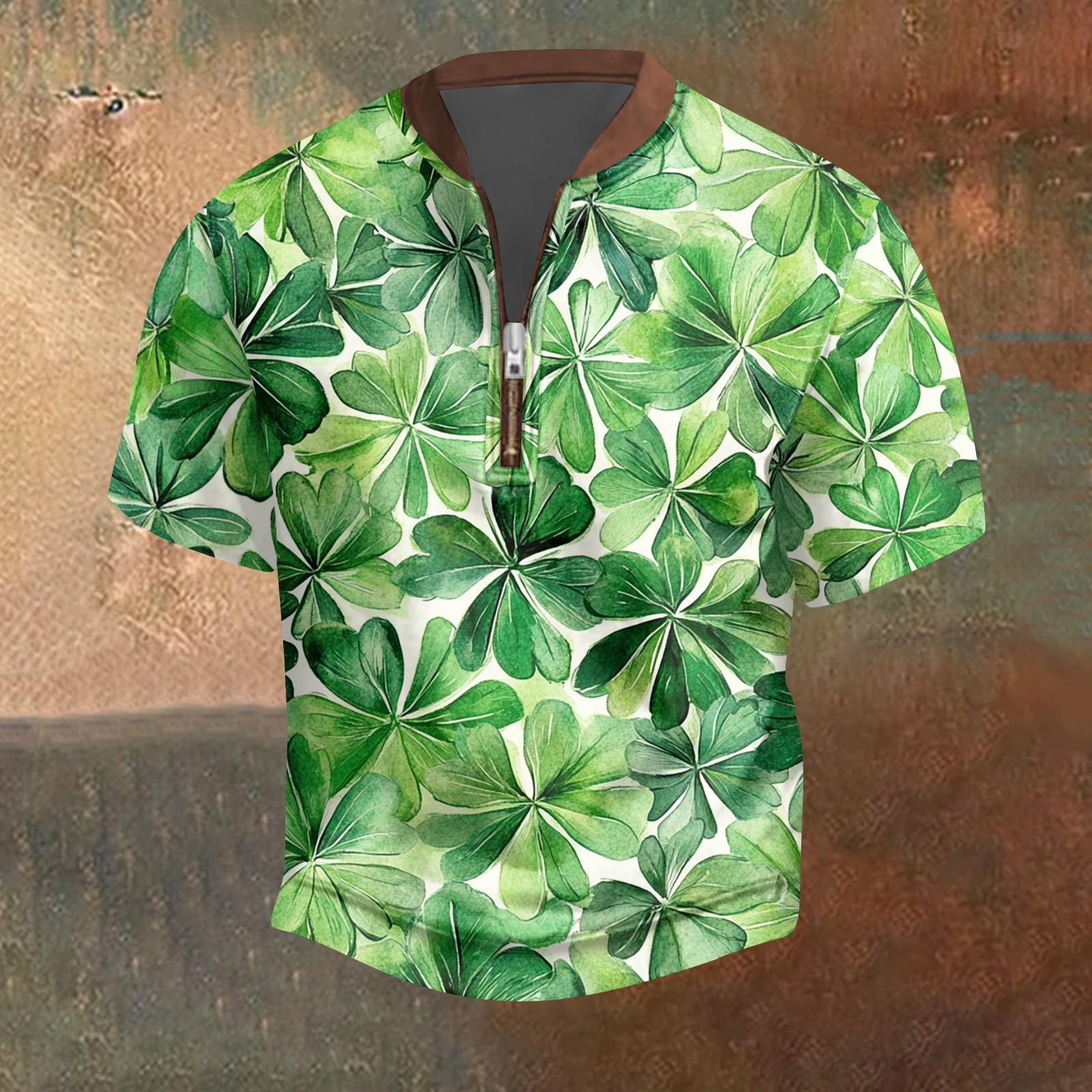 

Мужская повседневная футболка с застежкой-молнией на половину длины и короткими рукавами L армия зеленый