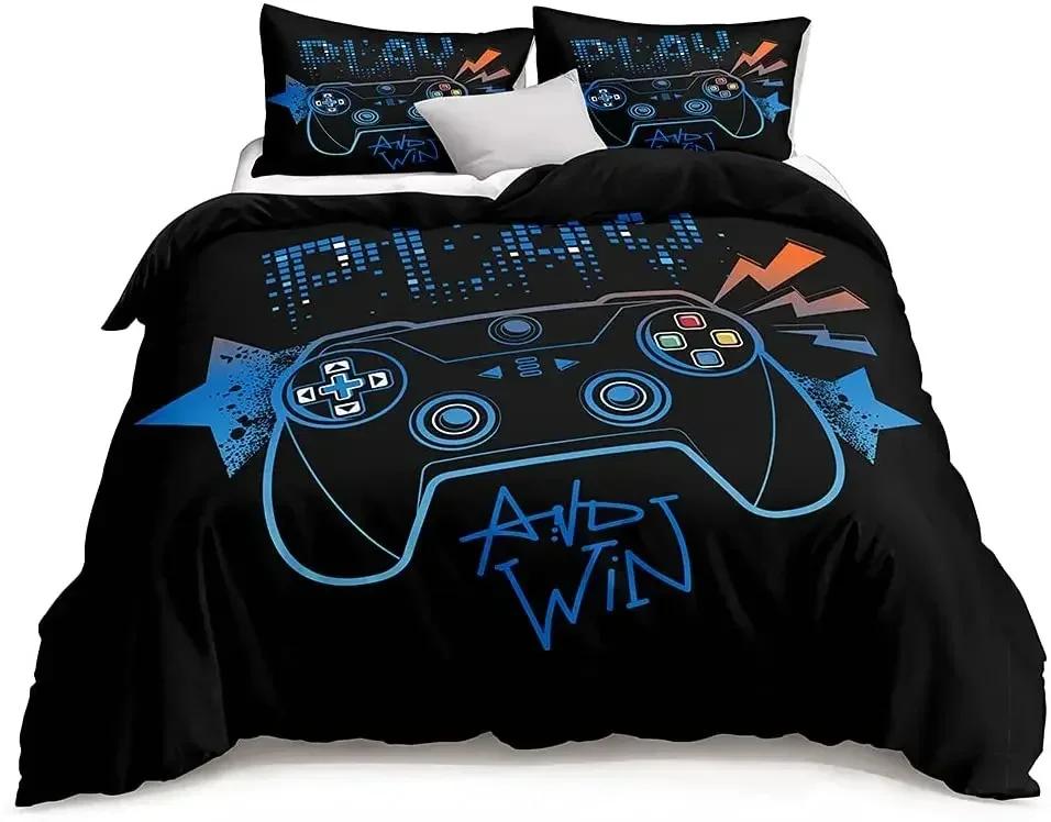 Gamer Bedding Sets for Boys Gaming Duvet Cover Set Video Games Comforter Cover Custom Designs Bed Set with Pillowcase
