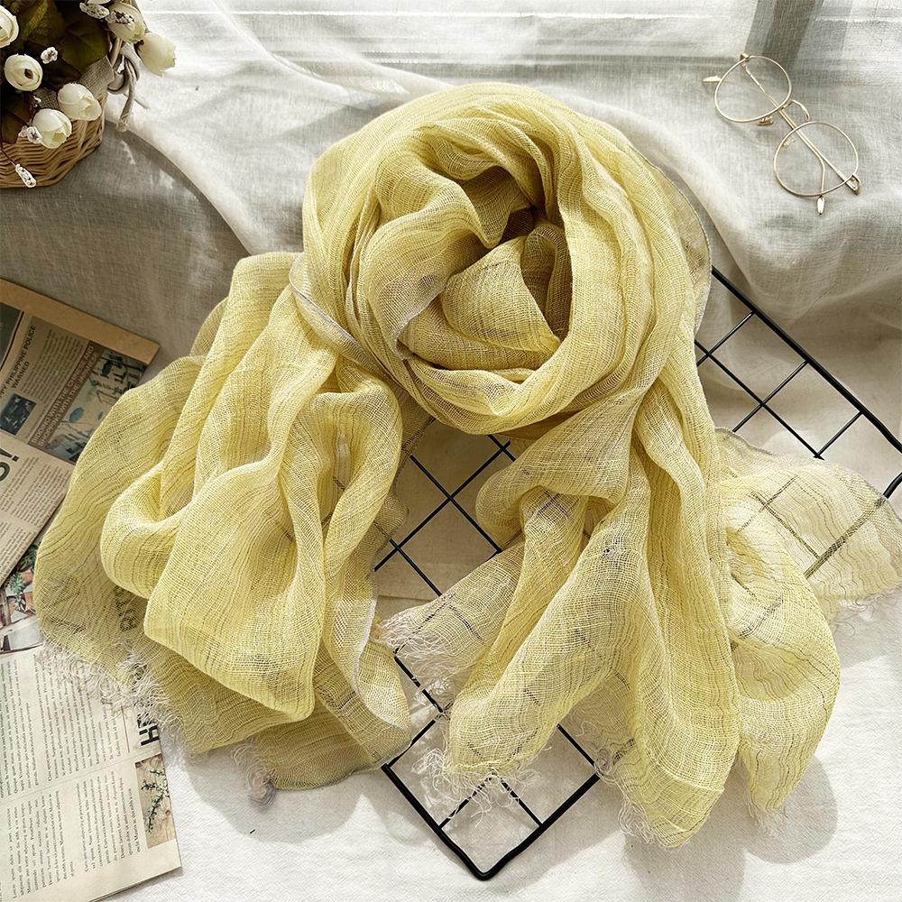 Pruhovaná lněná šála pro ženy na léto Literární sluneční clona Barva Tkaní Řemeslné zpracování Gázová šála